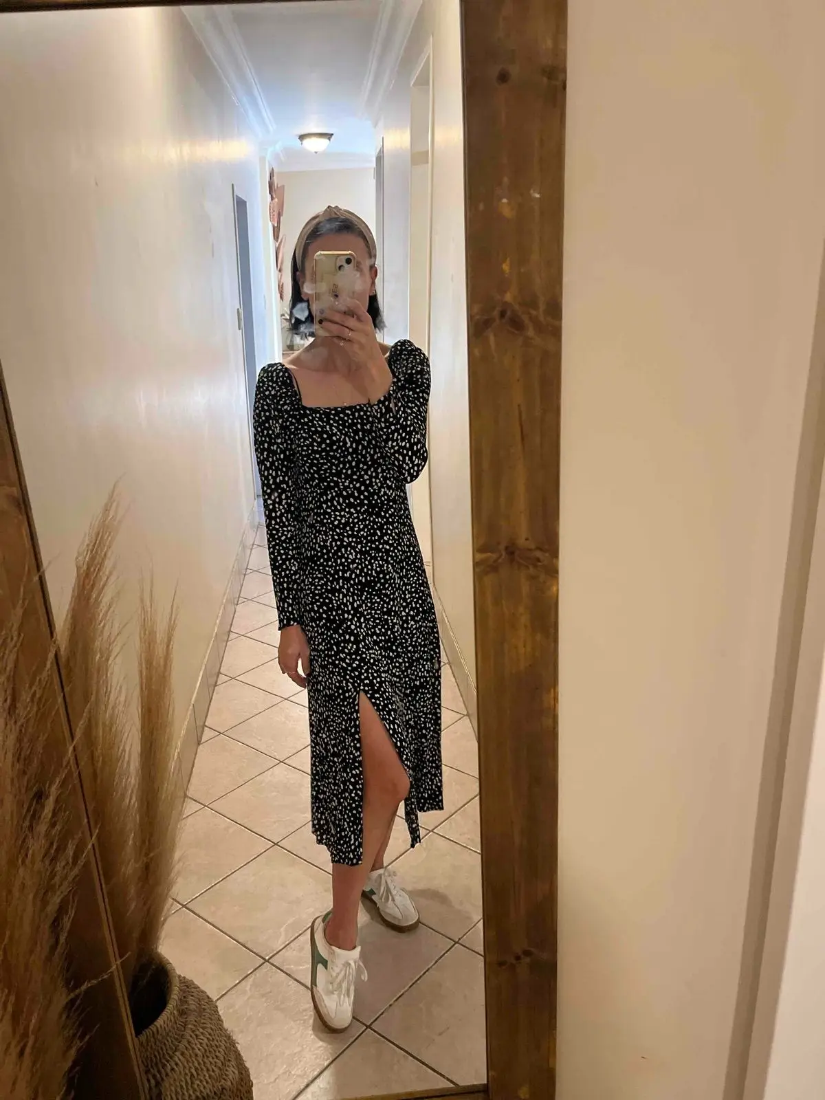 Poetry Black and White Patterned Midi Dress