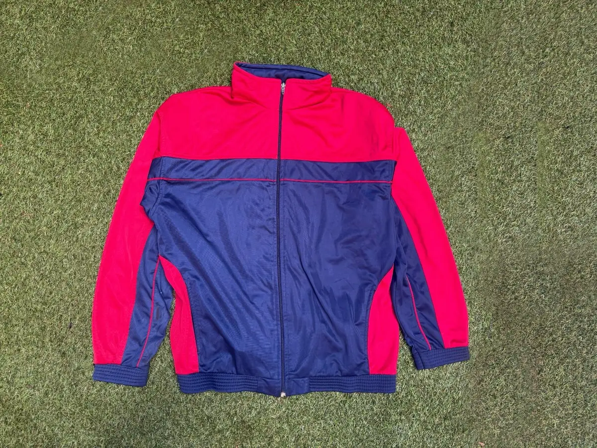 Generic Red and Navy Blue Zip-Up Track Jacket