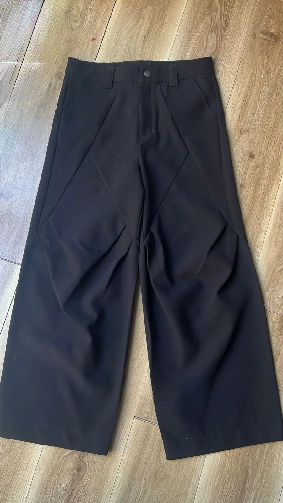 Generic Black Wide-Leg Paneled Trousers