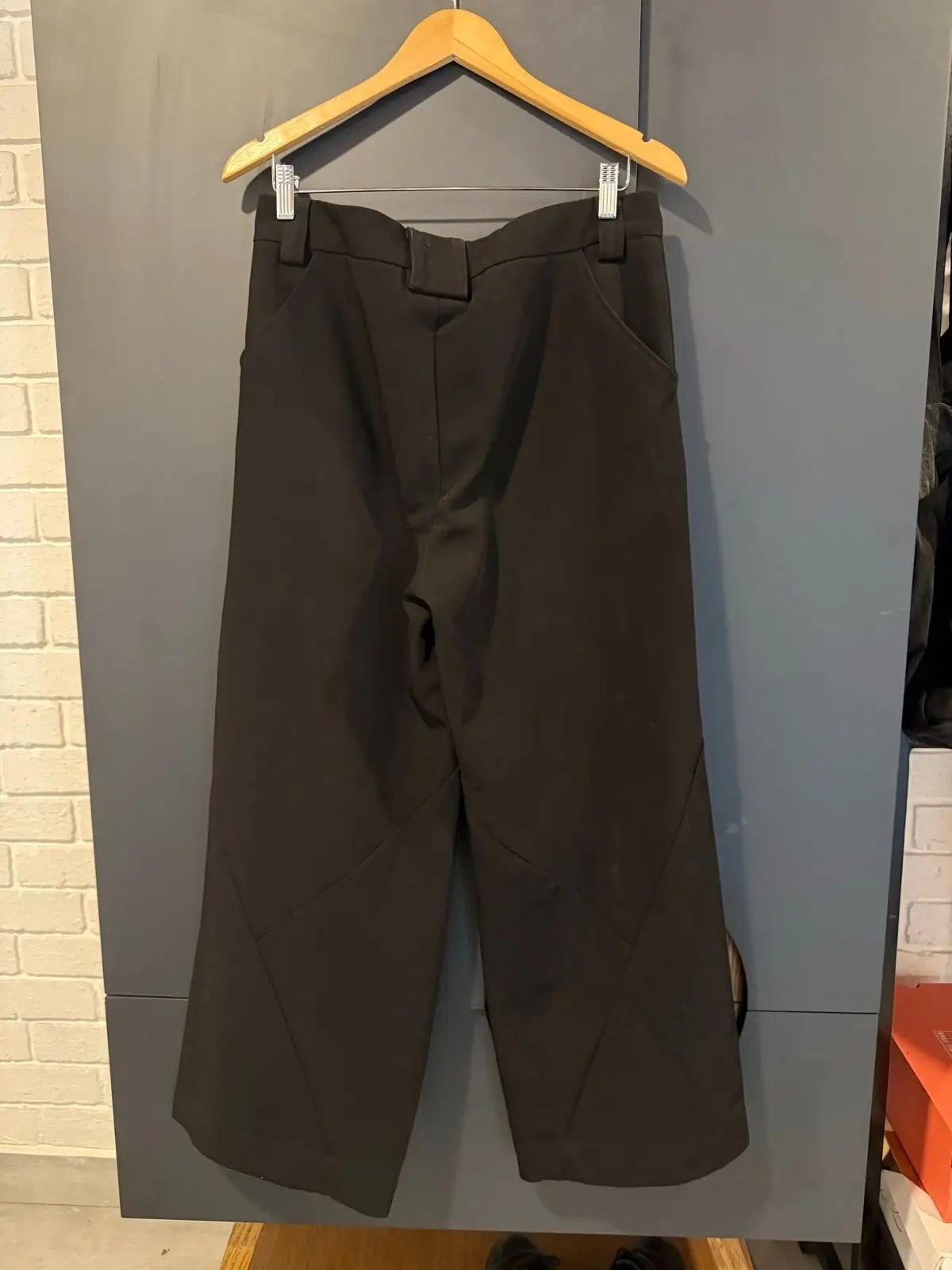 Black Wide-Leg Paneled Trousers