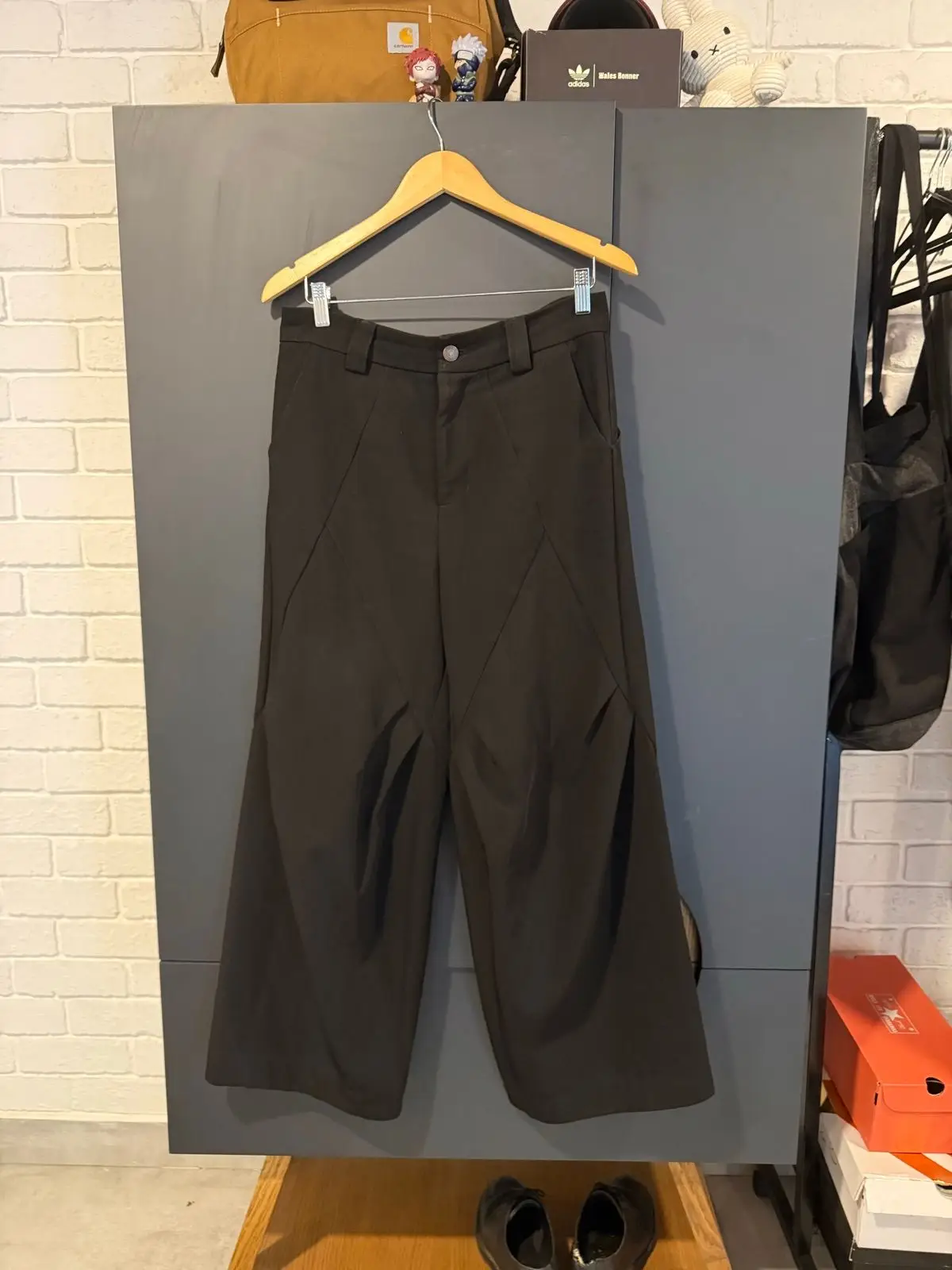 Black Wide-Leg Paneled Trousers