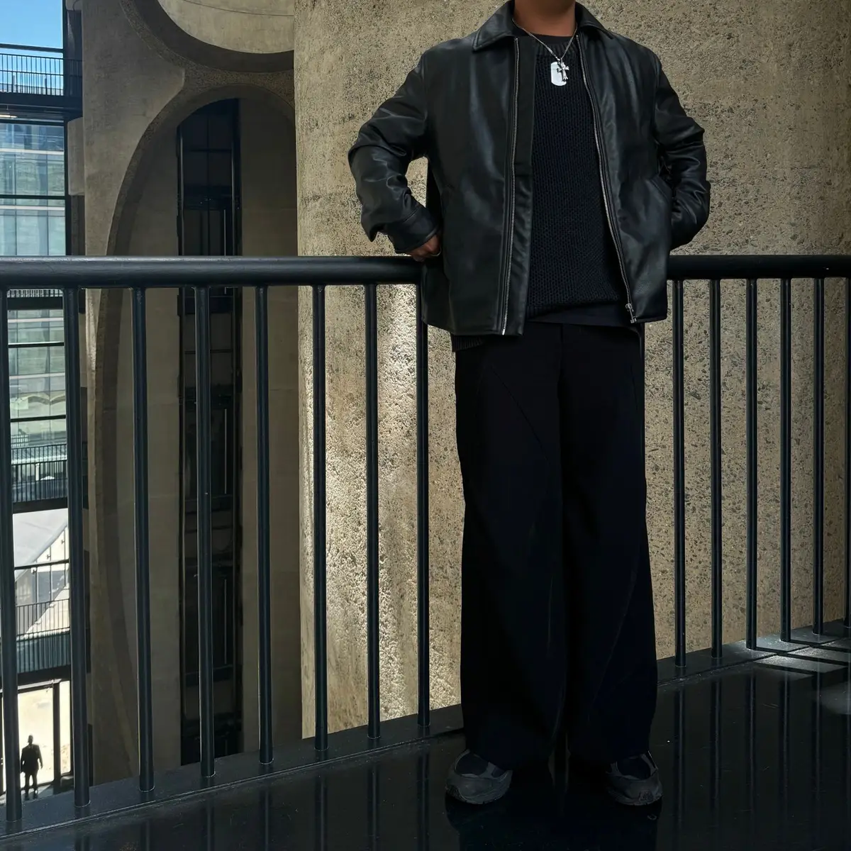 Black Wide-Leg Paneled Trousers