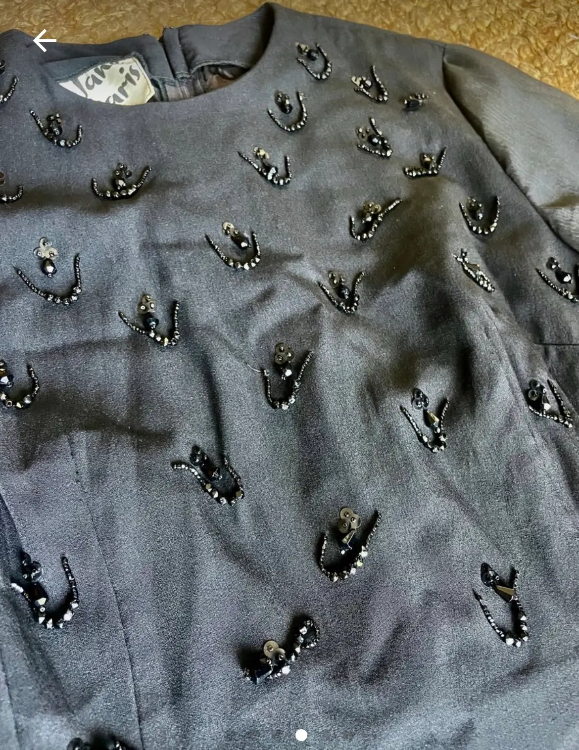 Vintage embelished black shift dress with  long sleeves  circa 70’s