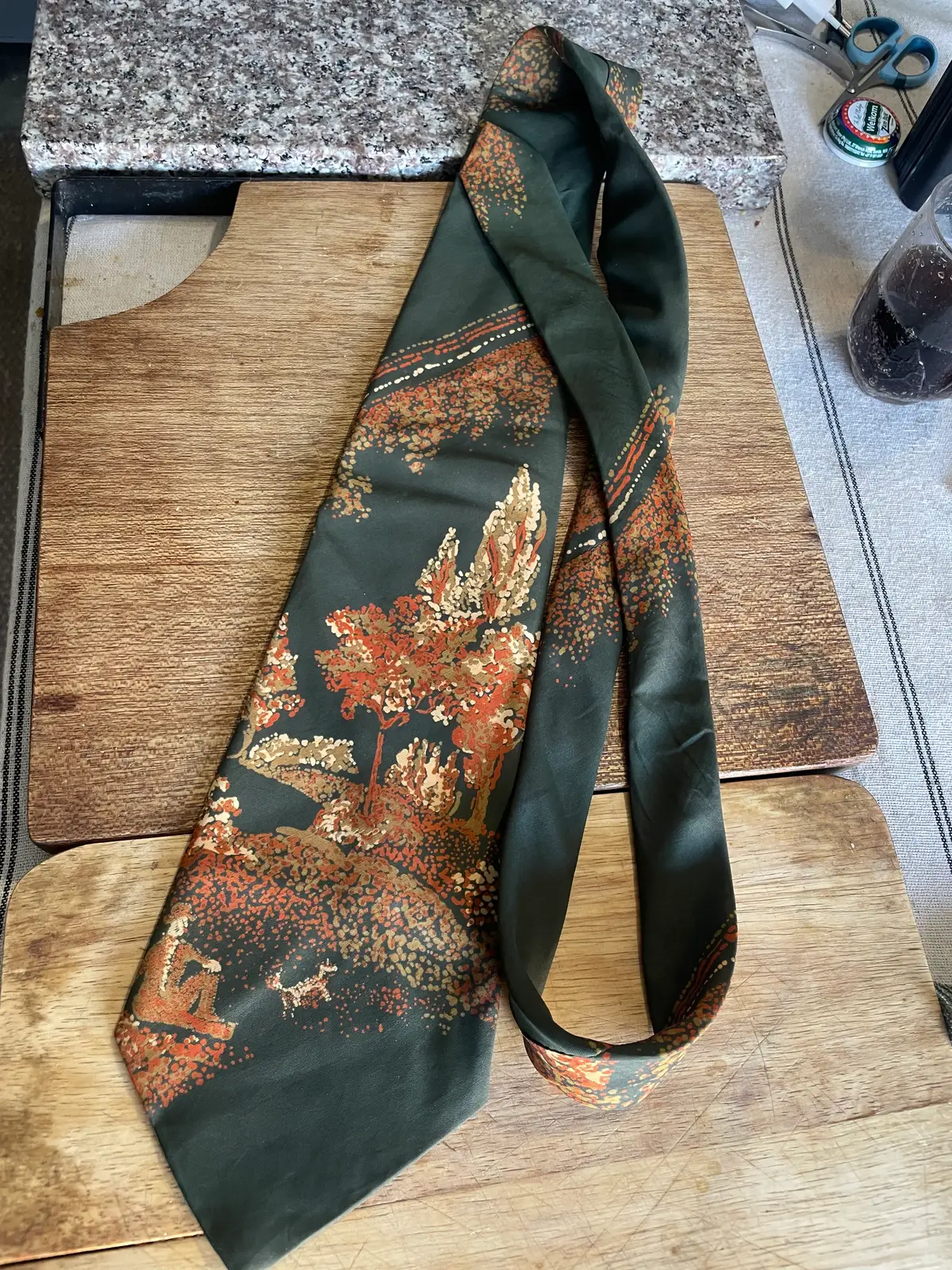 vintage Vintage tie with autumn nature scene