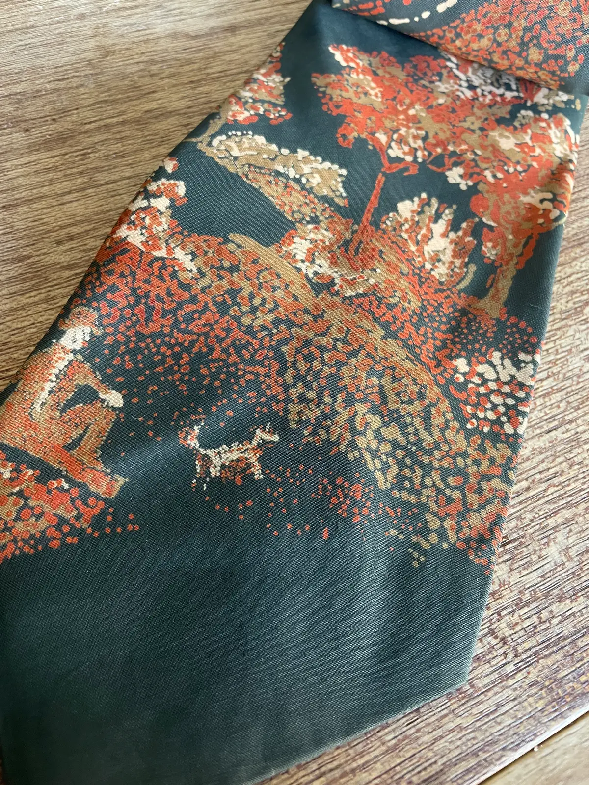 Vintage tie with autumn nature scene