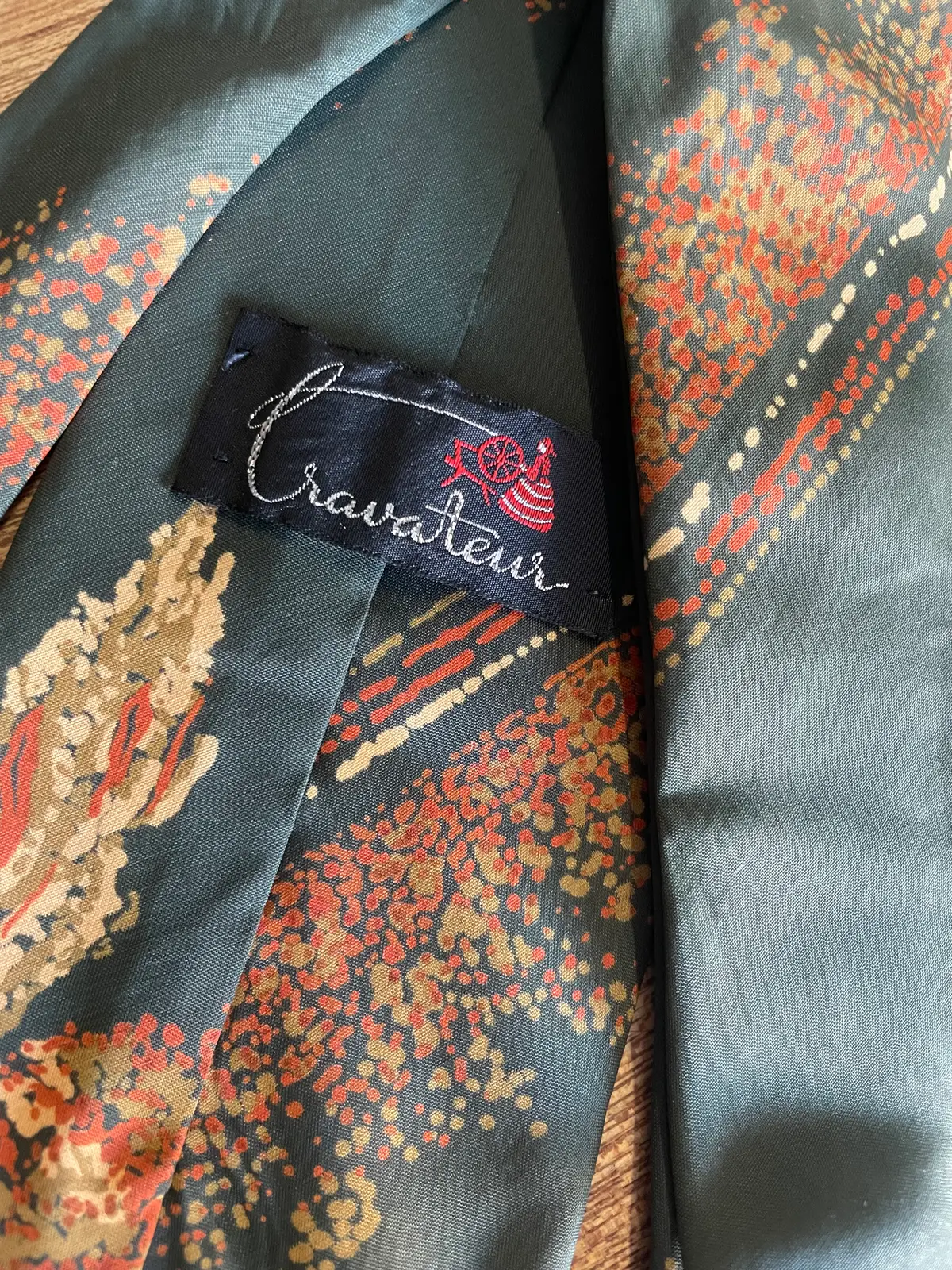 Vintage tie with autumn nature scene