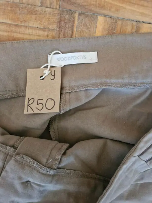 Beige long trousers