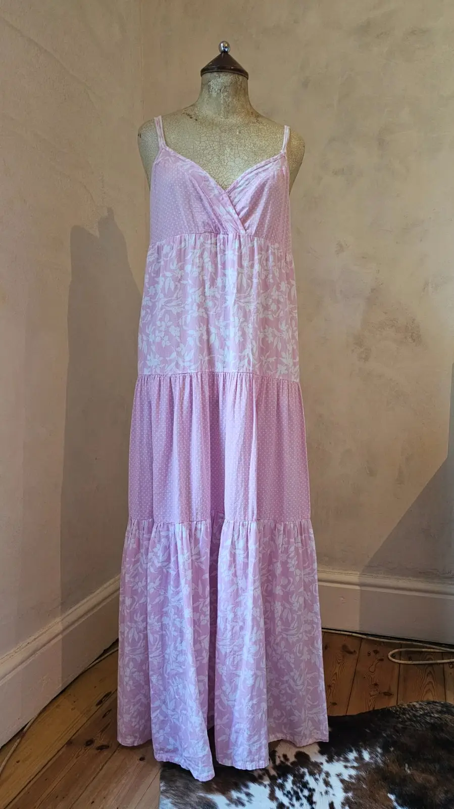 & Other Stories Pink and White Floral Tiered Maxi Dress