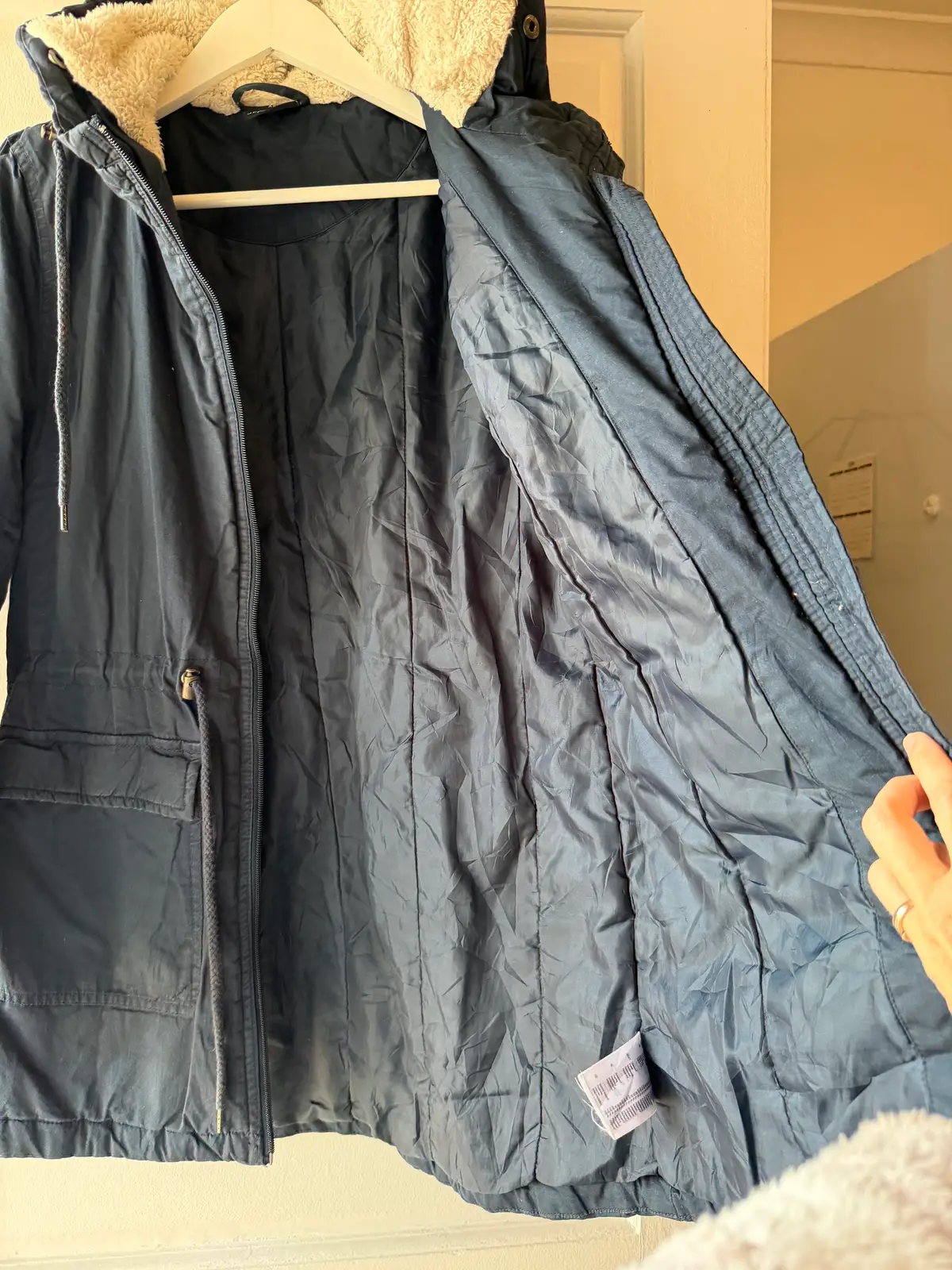 Thick winter jacket - with lined hood.