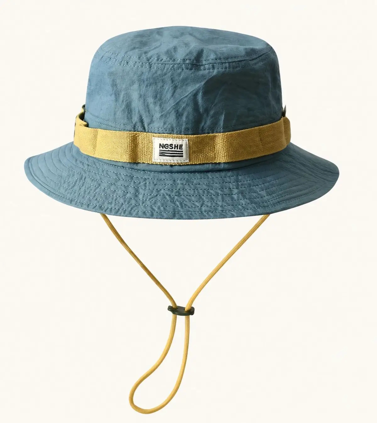 NOSHE NOSHE Blue Outdoor Bucket Hat with Yellow Strap