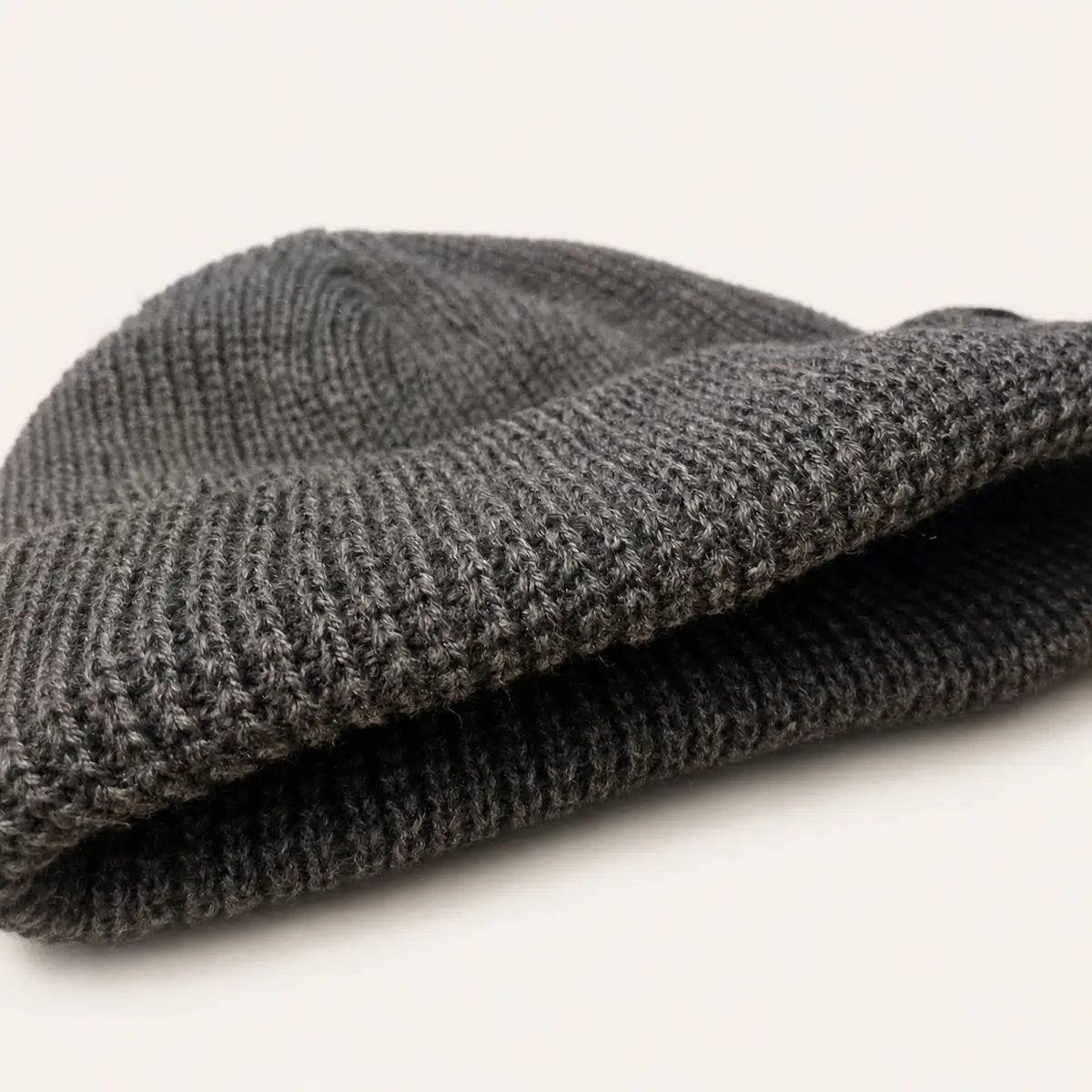 Grey Ribbed Knit Beanie with NY Logo Patch