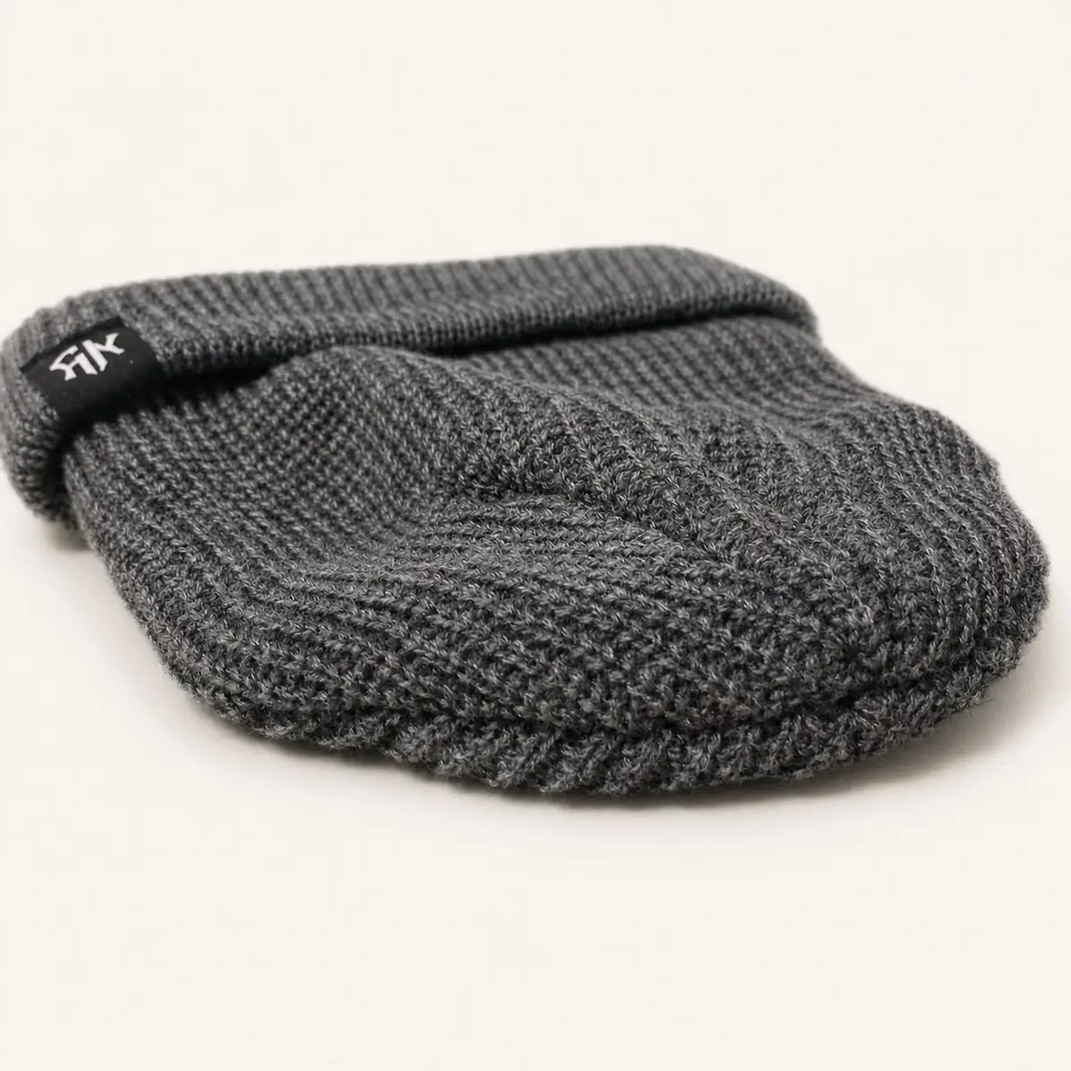 Grey Ribbed Knit Beanie with NY Logo Patch