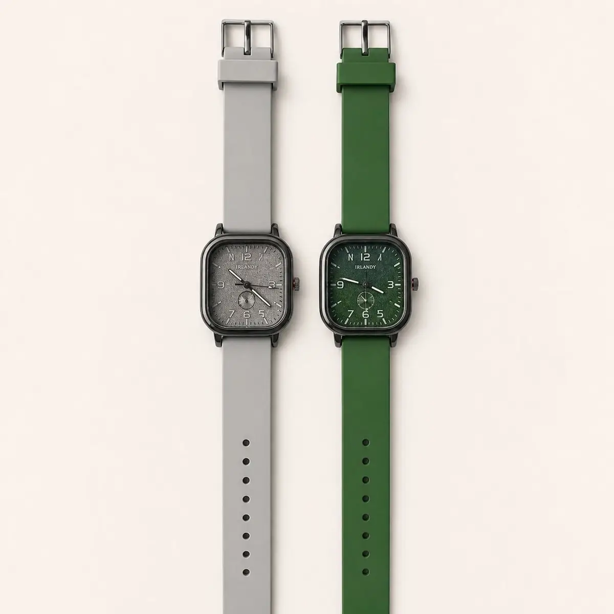 Irlandy Square Textured Dial Watch Grey