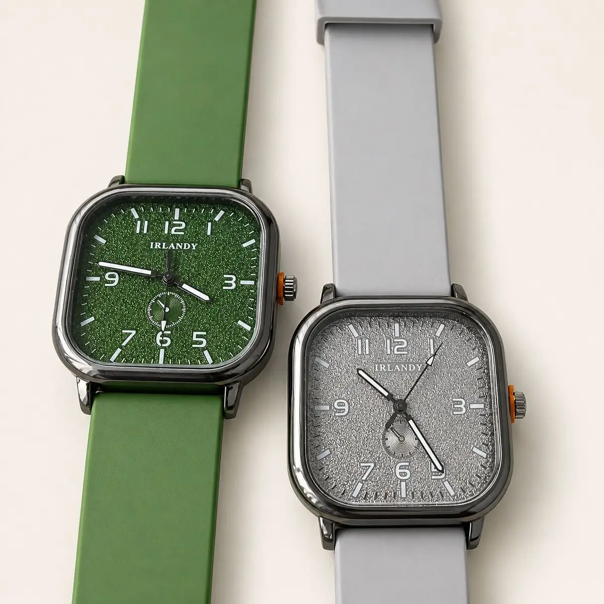 Irlandy Square Textured Dial Watch Grey