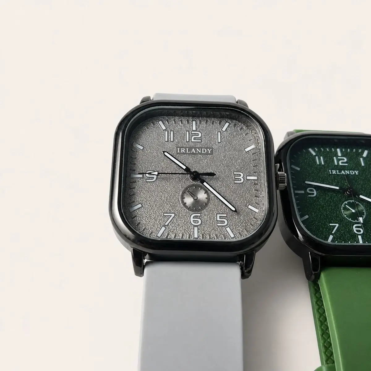 Irlandy Square Textured Dial Watch Grey