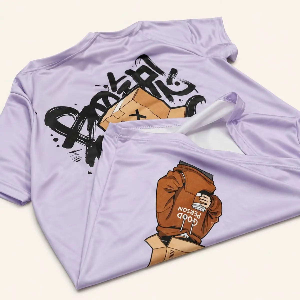 Generic Purple Graphic T-Shirt with Cartoon Print