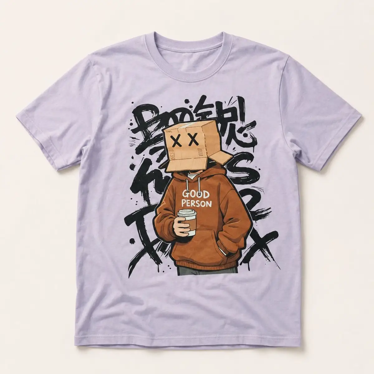 Purple Graphic T-Shirt with Cartoon Print