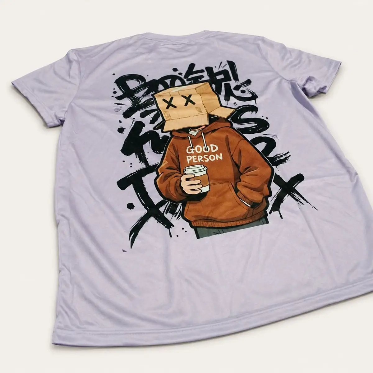 Purple Graphic T-Shirt with Cartoon Print