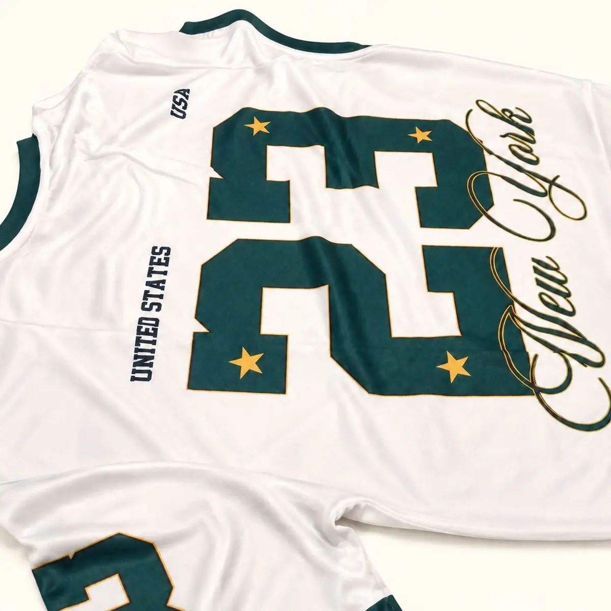 White and Green Eagle Graphic Sports Jersey
