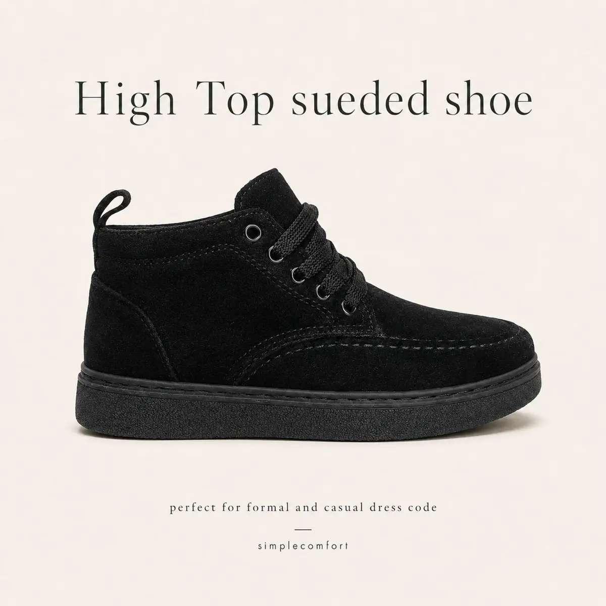 Simple Comfort Simple Comfort Black Suede High Top Shoes