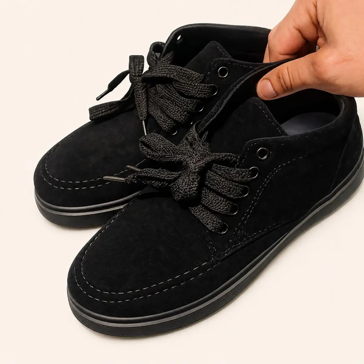 Simple Comfort Black Suede High Top Shoes