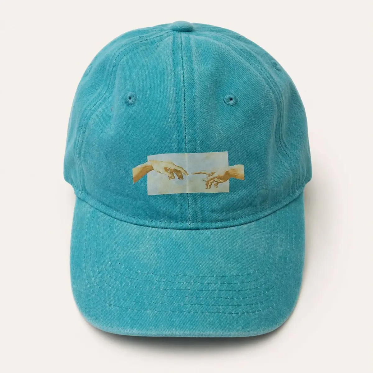 Generic Teal Washed Cotton Cap with Creation of Adam Graphic