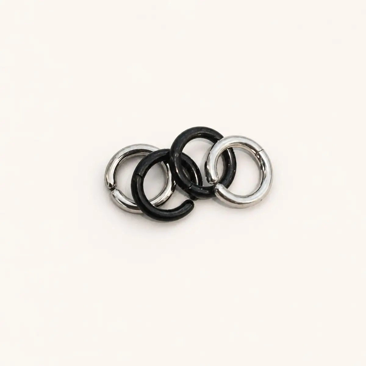 Silver Punk Style Clip On Hoop Earring Set