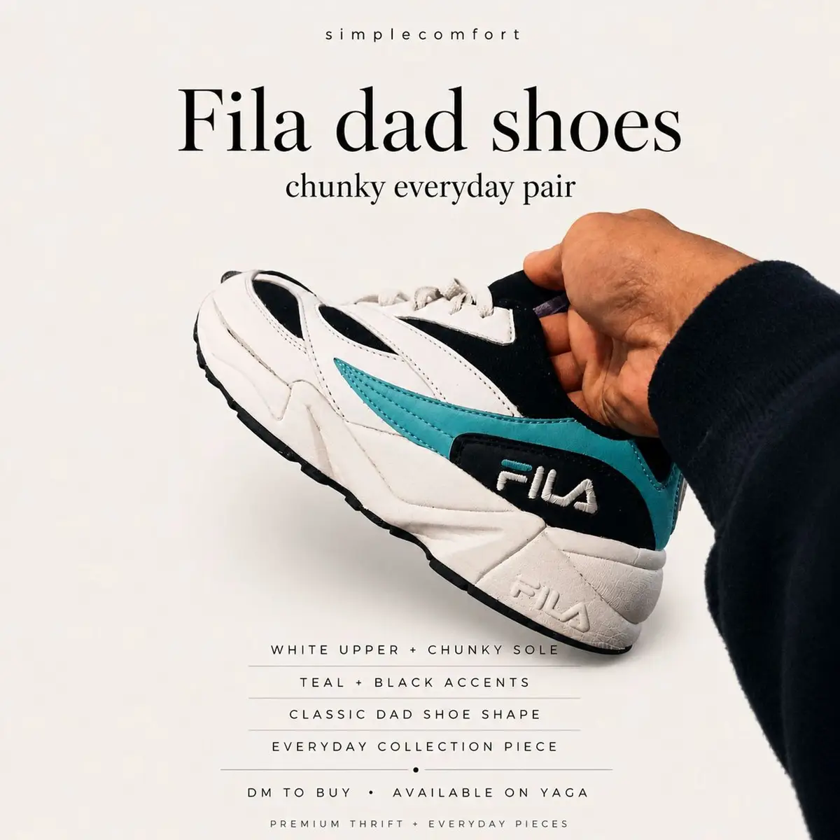 Fila Chunky Dad Sneakers White Black Teal