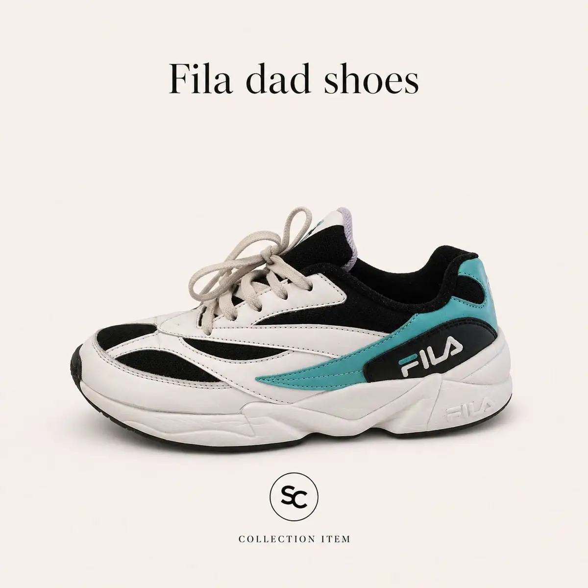 Fila Chunky Dad Sneakers White Black Teal