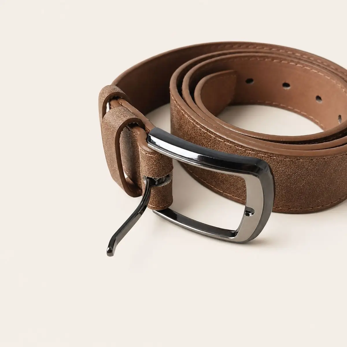 Generic Classic Brown Textured Leather Belt
