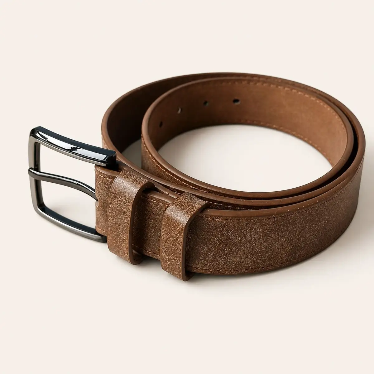 Classic Brown Textured Leather Belt