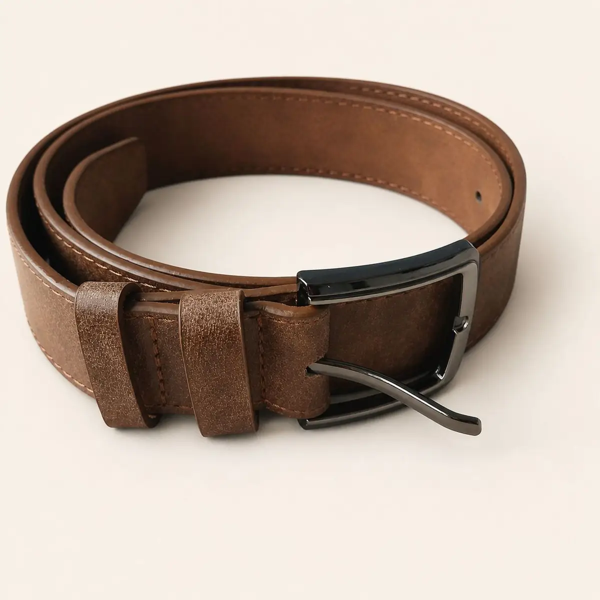 Classic Brown Textured Leather Belt