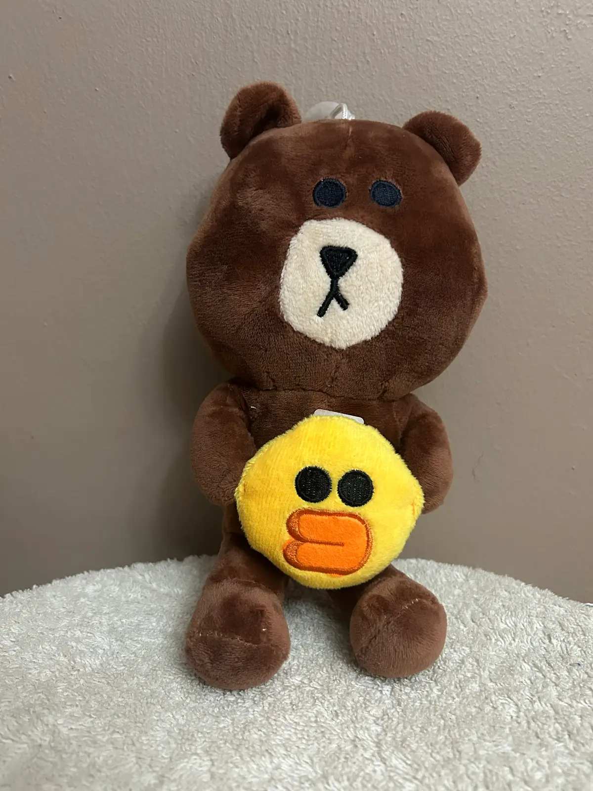 Line Friends Brown Bear Plush with Sally Duck Cushion