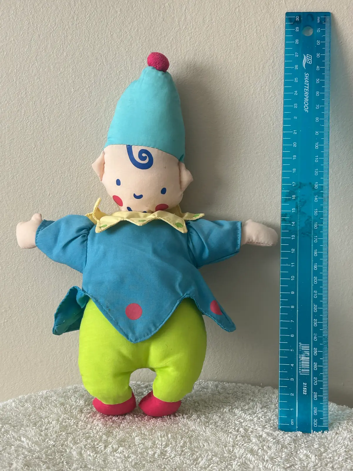 Vintage Fabric Clown Soft Toy
