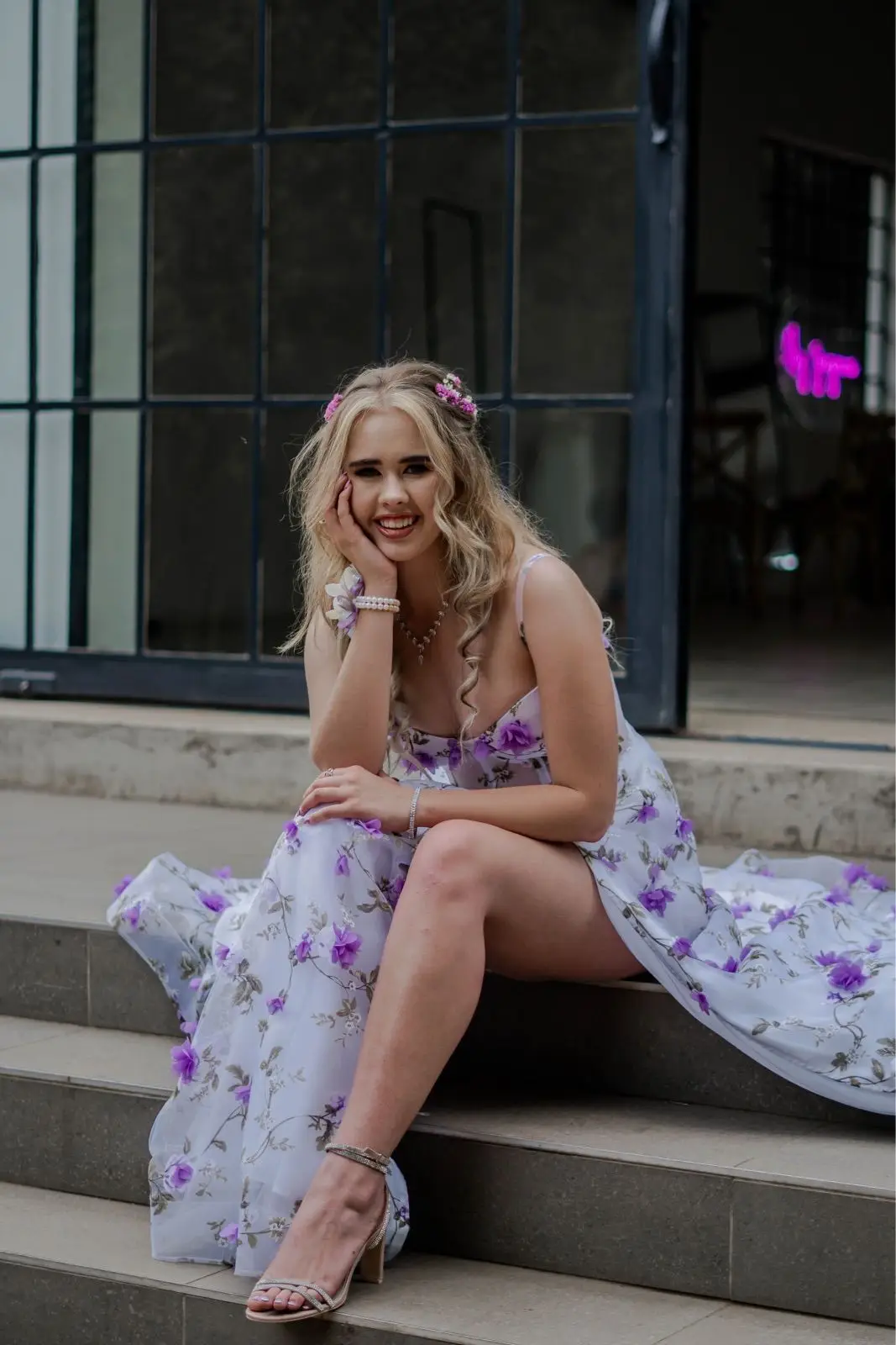 Forever New Floral Maxi Dress with Purple Applique