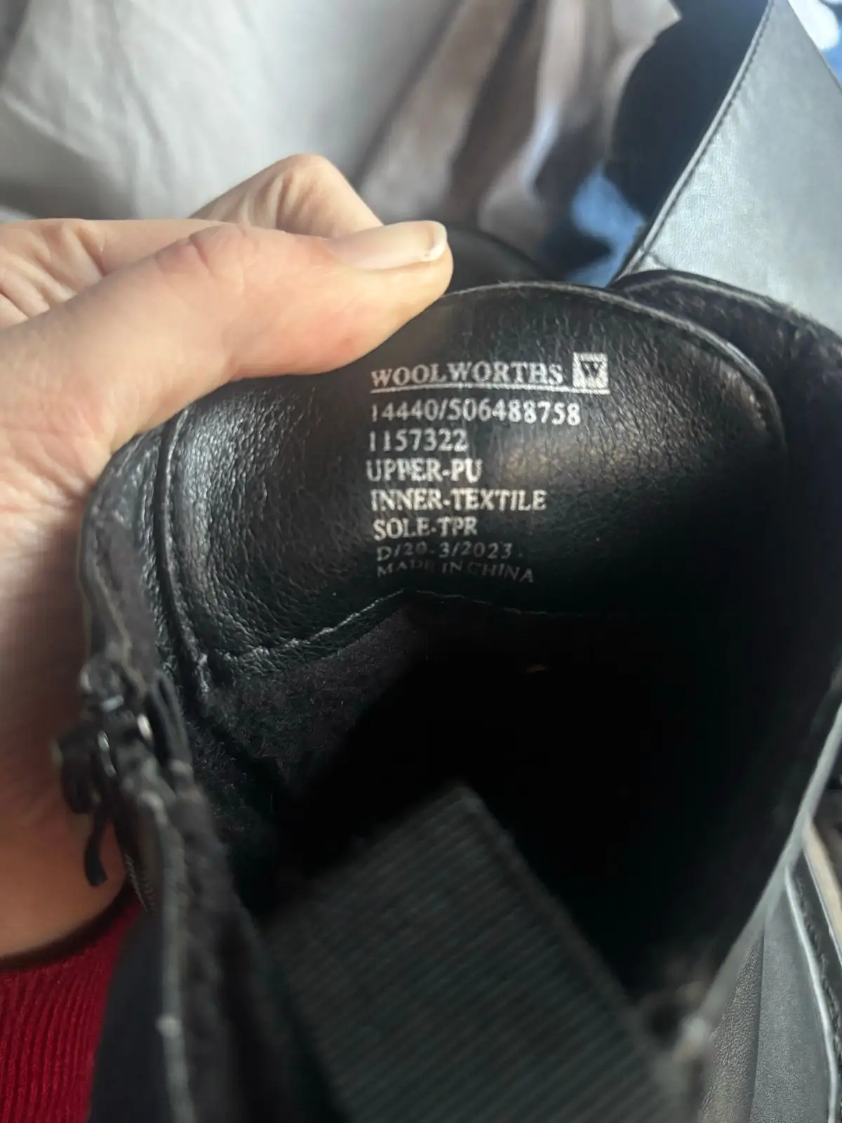 Woolworths Black Lace-Up Combat Boots with Gum Soles