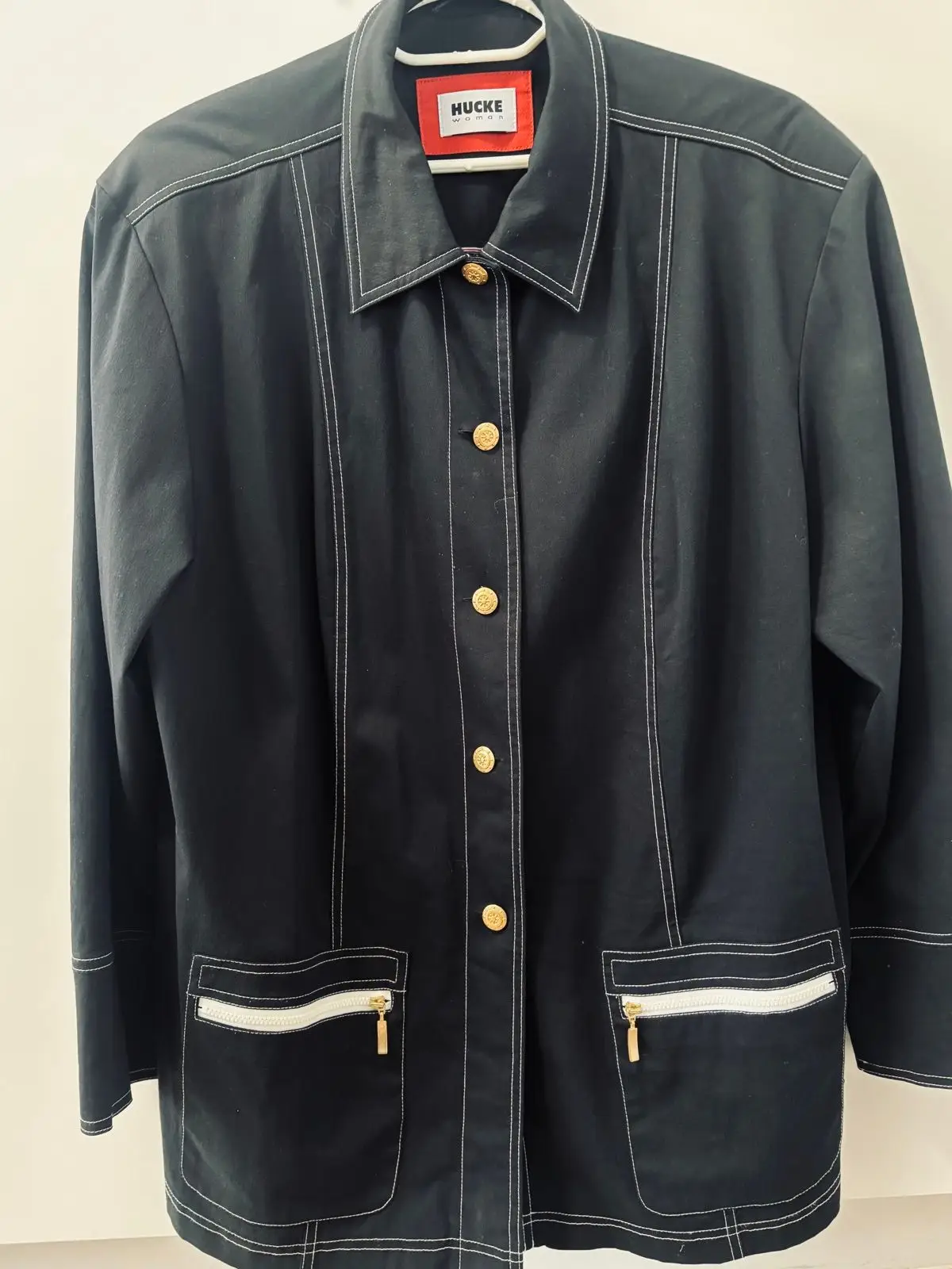 Vintage Black Jacket with Contrast Stitching