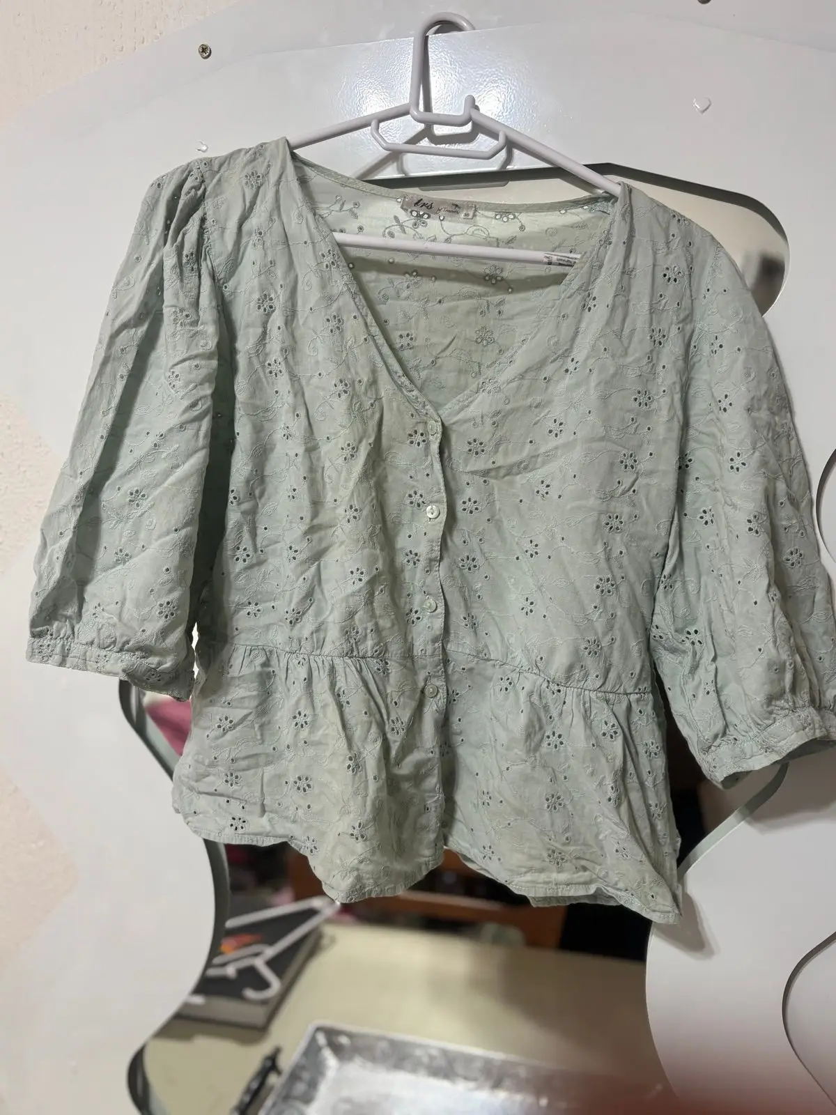 Truworths Truworths Inwear Sage Green Broderie Anglaise Blouse