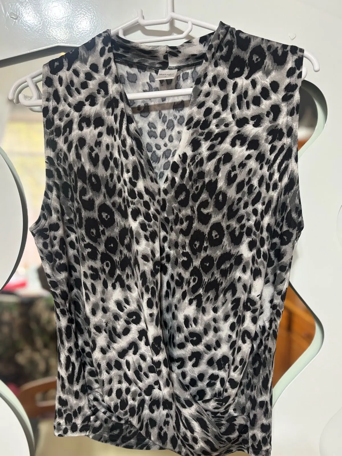Madeline Madeline Sleeveless Leopard Print Drape Top