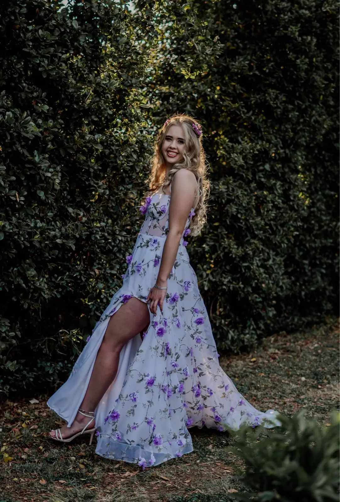 Floral Embroidered Formal Evening Gown