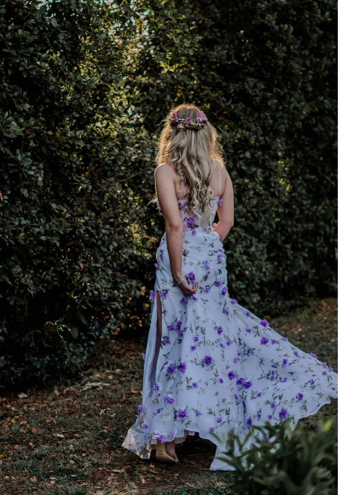 Floral Embroidered Formal Evening Gown