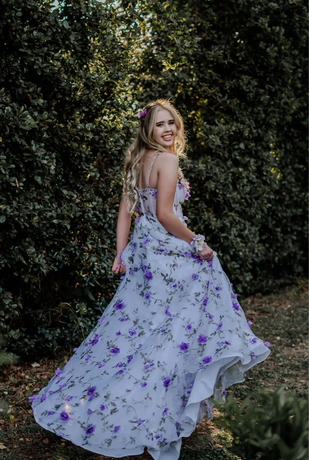 Floral Embroidered Formal Evening Gown