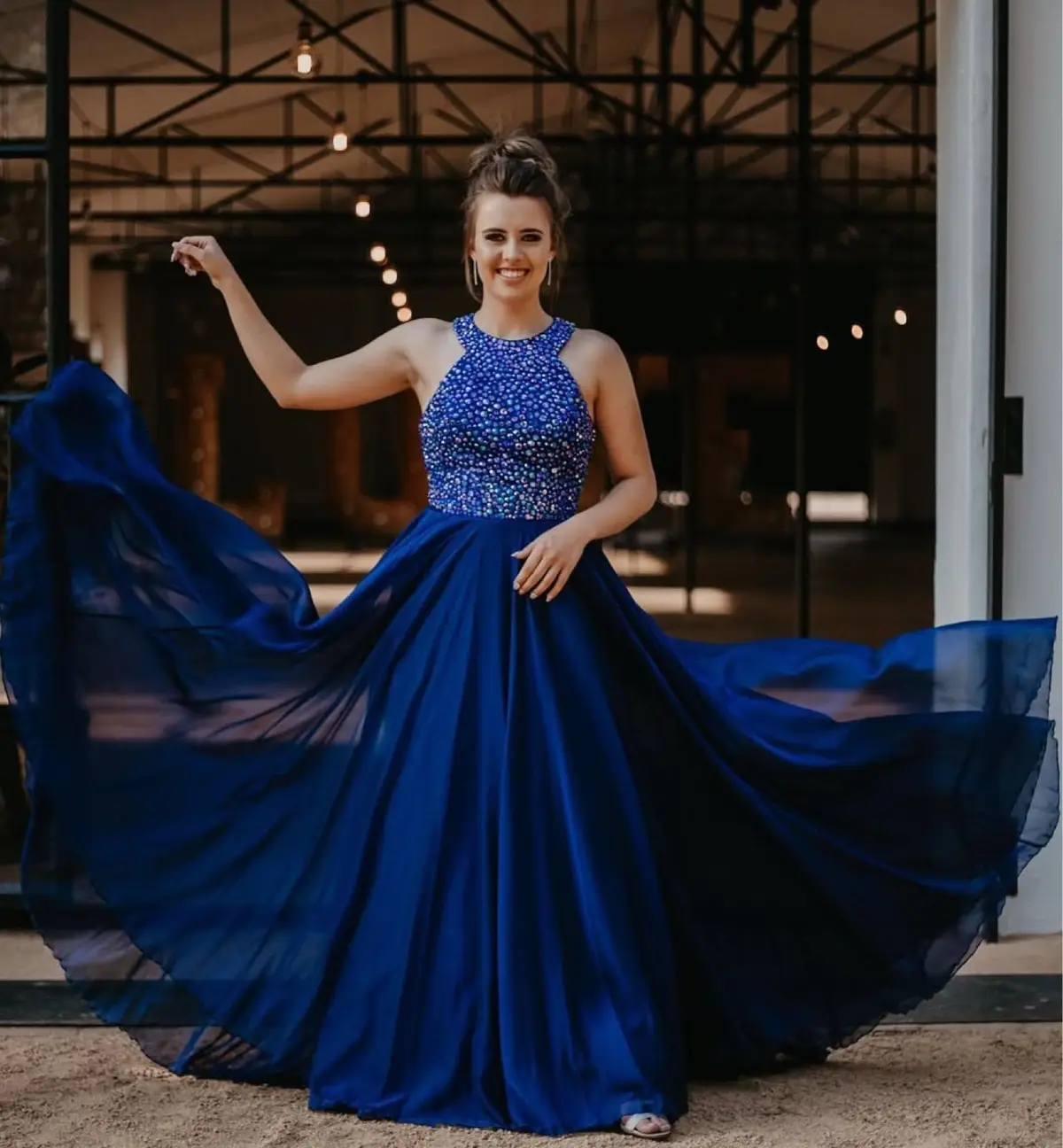 Generic Royal Blue Embellished Evening Gown