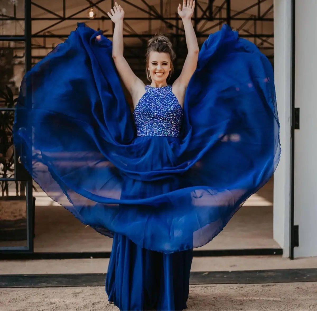Royal Blue Embellished Evening Gown