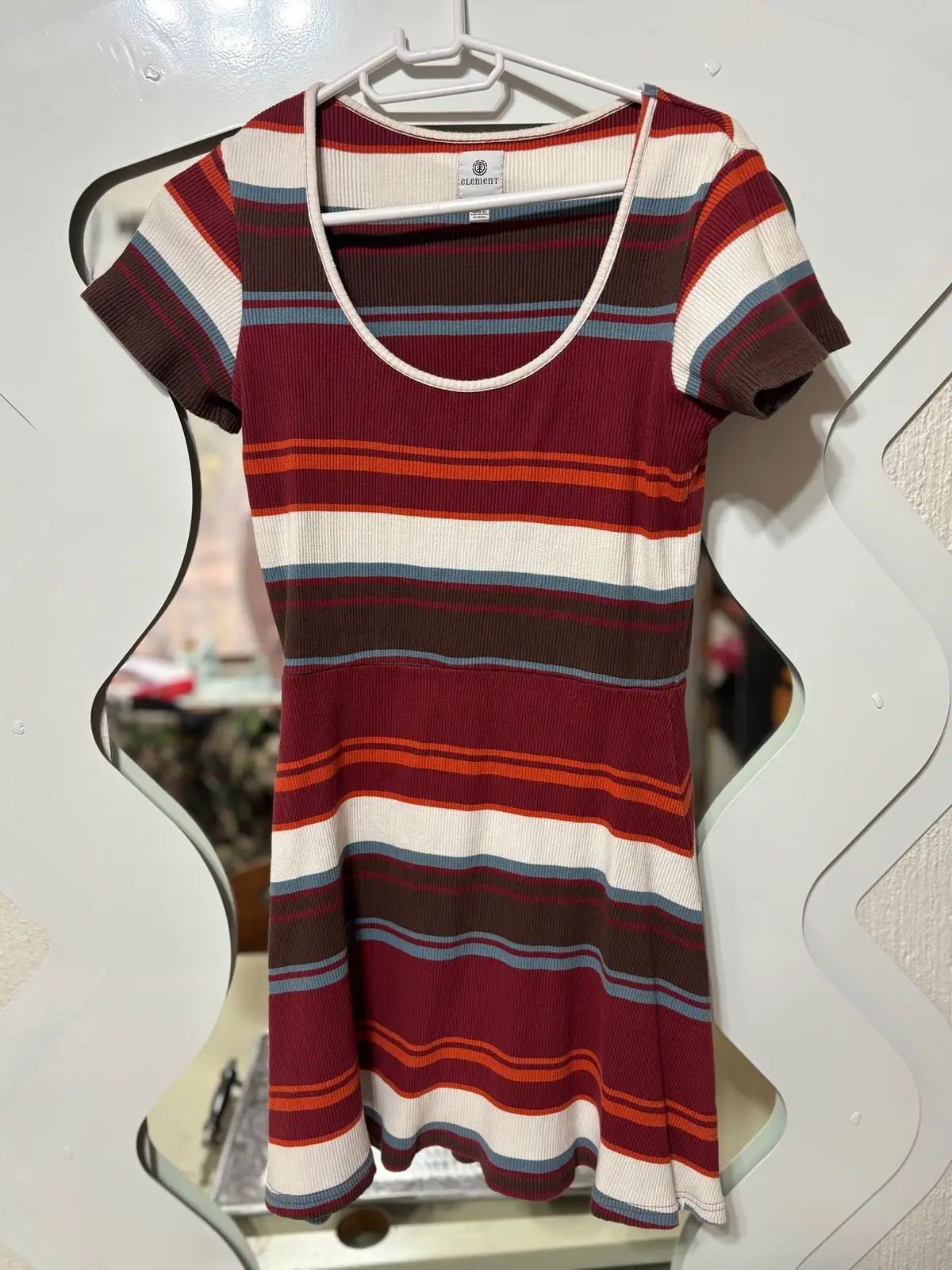 Element Element Striped Ribbed Short Sleeve Dress