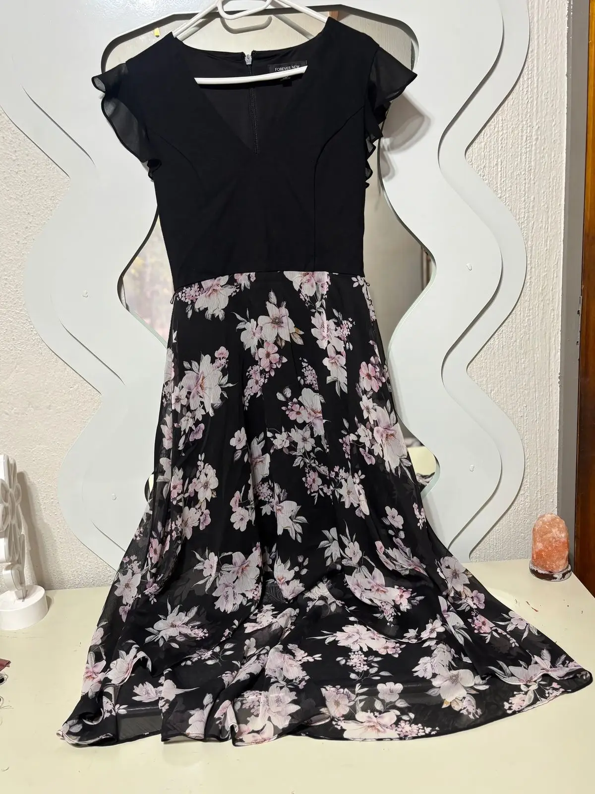 Forever New Forever New Black Floral Midi Dress