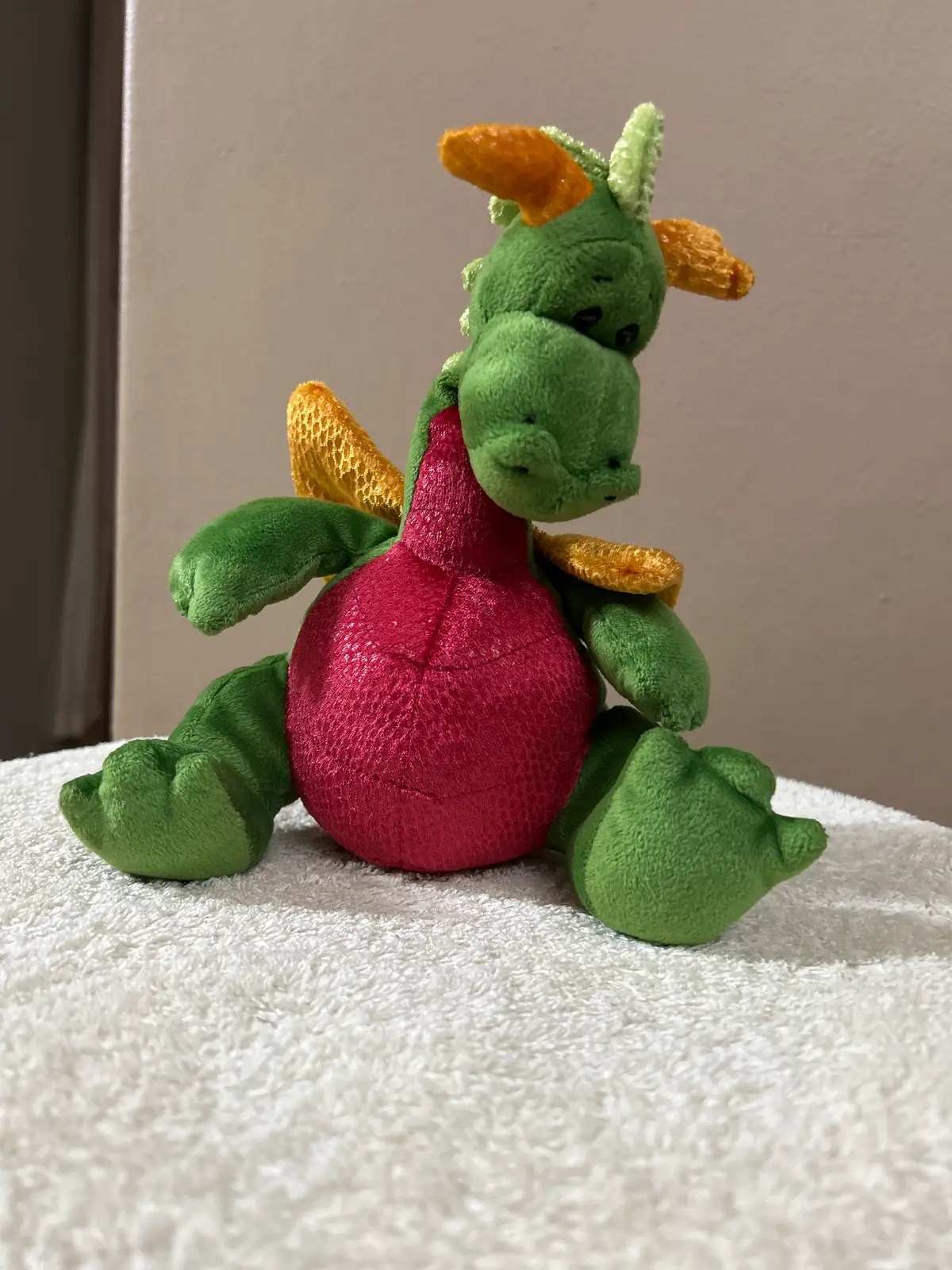 Green and Red Plush Dragon Toy