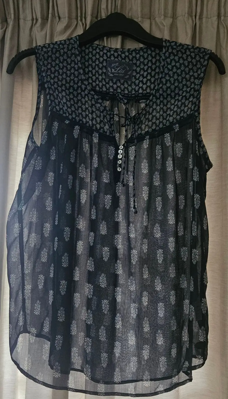 Truworths LTD Navy Patterned Sleeveless Chiffon Blouse