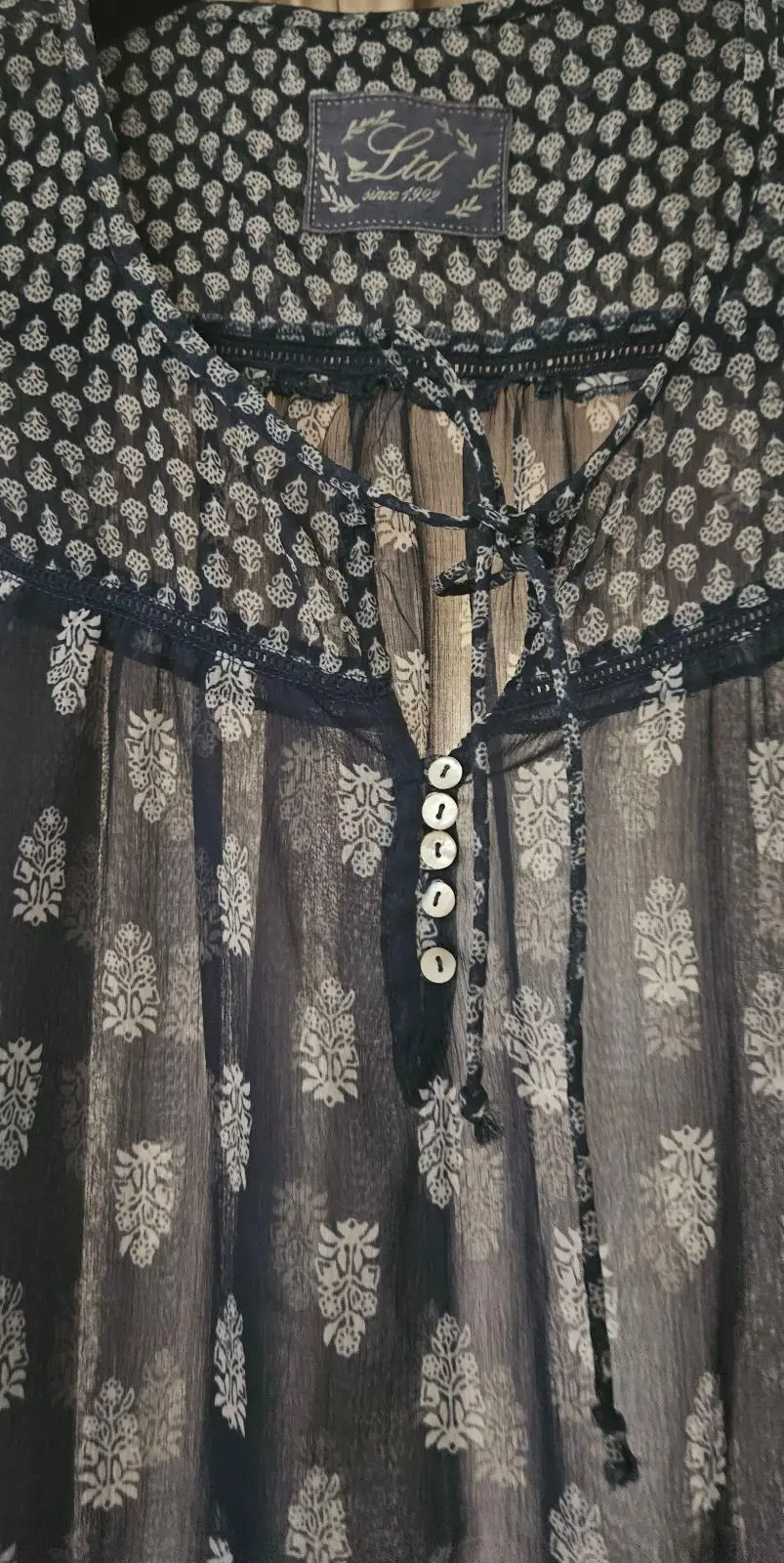 Truworths LTD Navy Patterned Sleeveless Chiffon Blouse