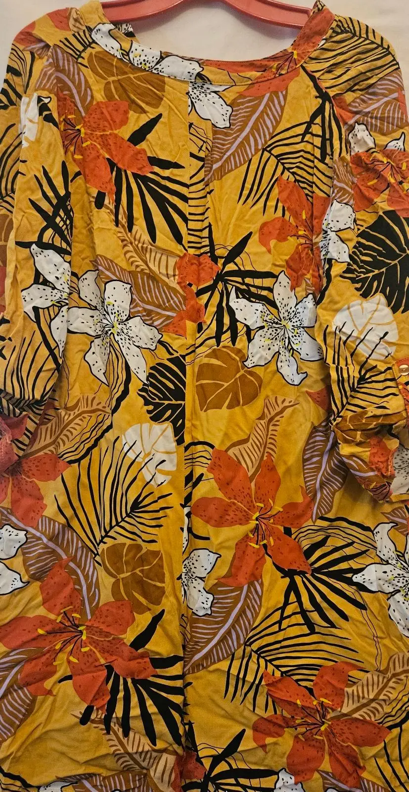Edgars Yellow Tropical Floral Print Dress